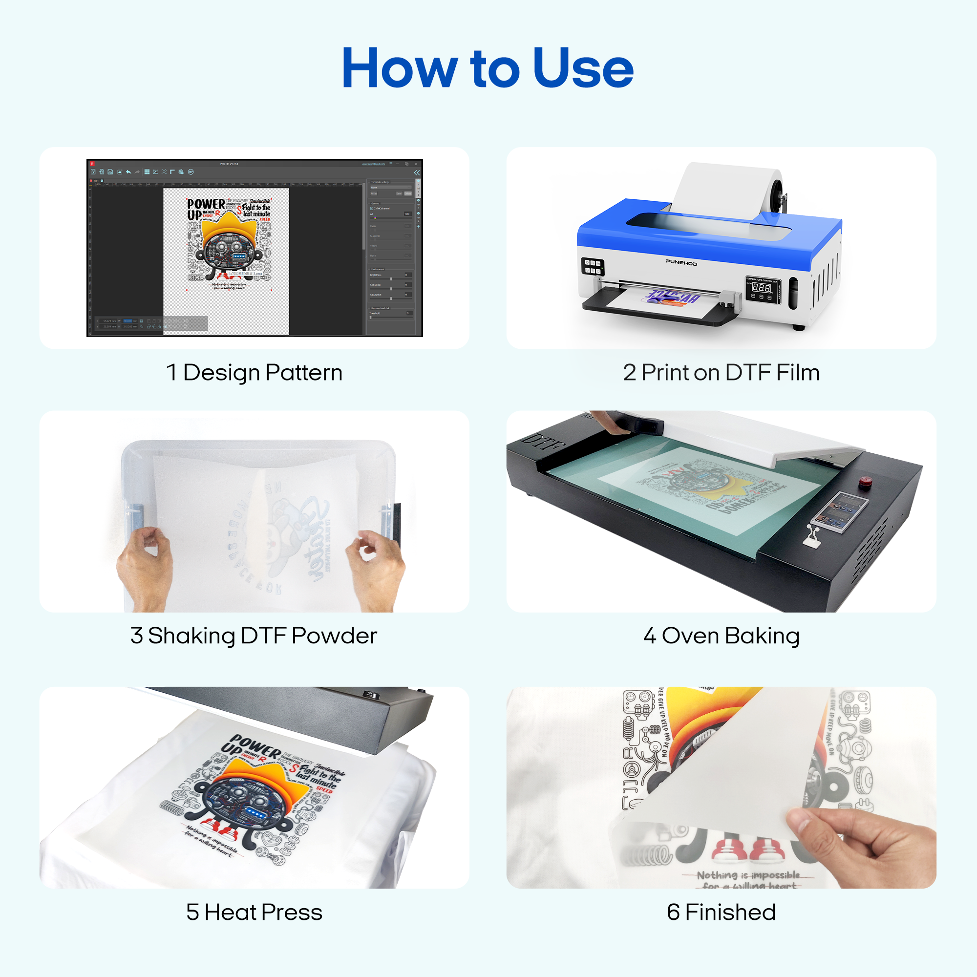 Punehod DTF Ink 500ml Direct to Transfer Film Ink Combo CMYKWW for PET Film Heat Transfer Printing, Refill for DTF Printer with Printhead L1800 R1390 L805 L8058 XP600 TX800