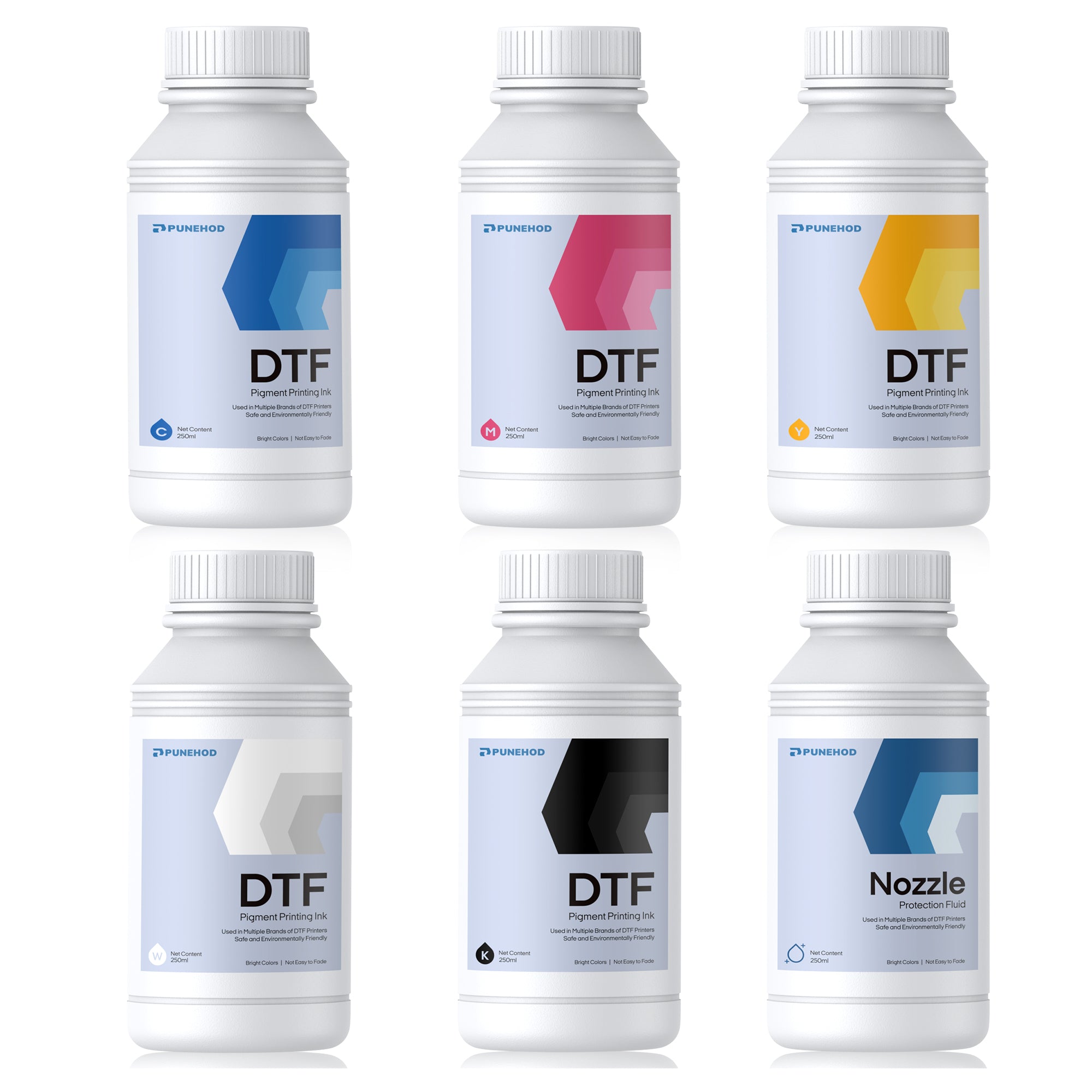 PUNEHOD DTF Ink 6*250ml CMYKW+Moisturizing/CMYKWW