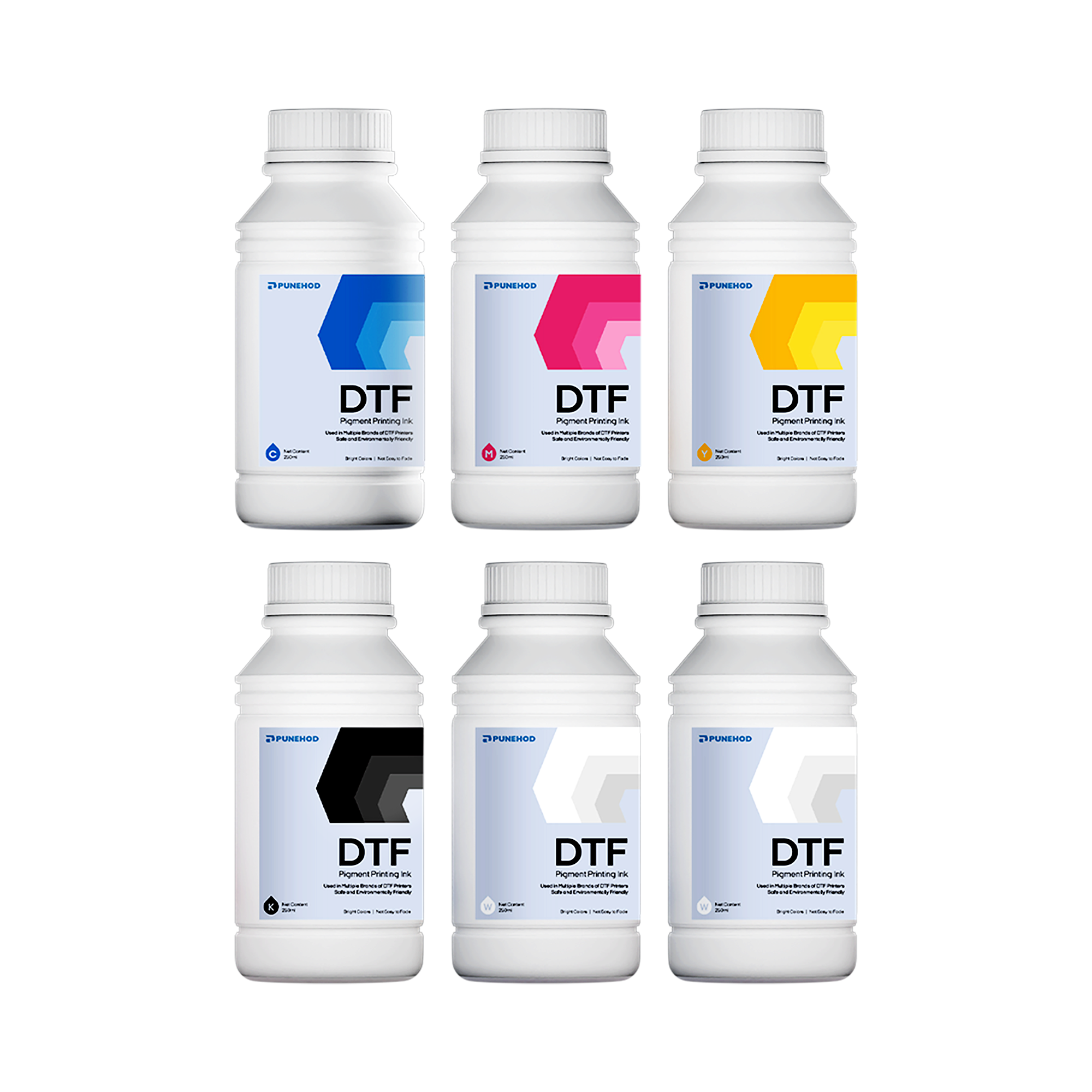 PUNEHOD DTF Ink 6*250ml CMYKW+Moisturizing/CMYKWW