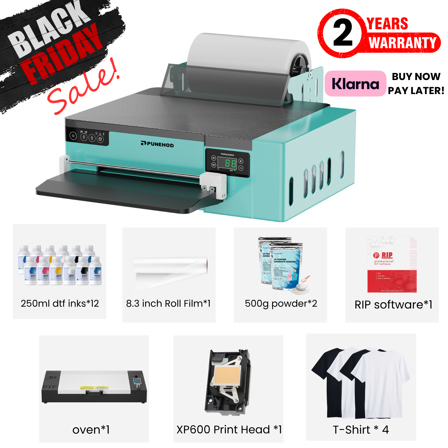 PUNEHOD Cyan XP600 A4 DTF Printer + Oven Black Friday Special Bundle