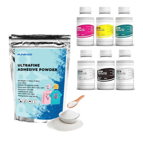 PUNEHOD DTF Ink 1500ML and DTF Powder 500g Combo Kits, Includes 250ml CMYKW + 250ml Moisturizing Liquid + 500g DTF Transfer Powder, DTF Supplies for DTF Printer L1800 R1390 L805 L800 XP600 TX800