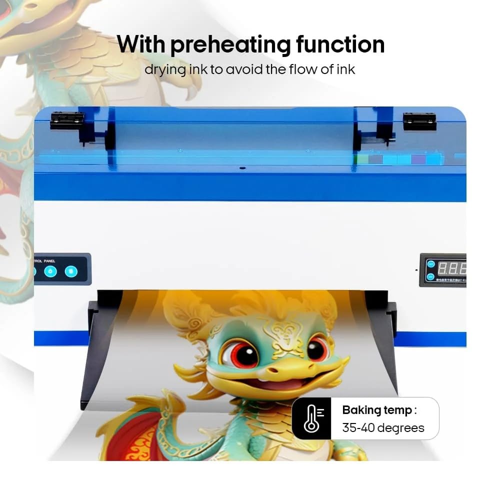 Punehod PUNEHOD A3 DTF Printer, R1390 Direct to Film Machine, White Ink Circulation System, Roller and Sheets Feeder, Compatible with Multiple Materials, Custom Clothing Printing (13inch Printer+Consumable+Oven)