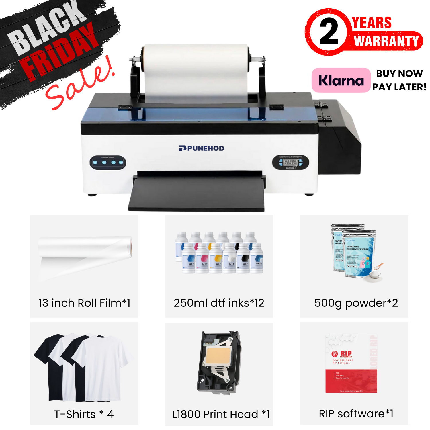 Punehod Black A3 L1800 DTF Printer Black Friday Special Bundle