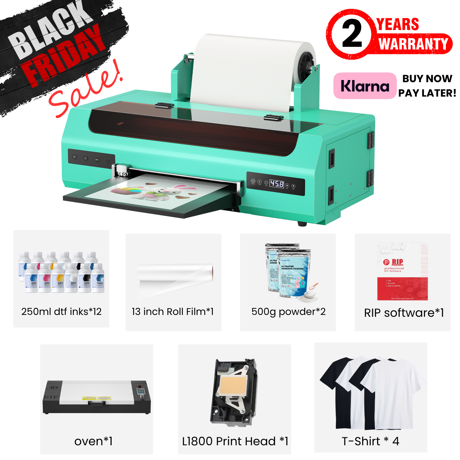 Punehod Cyan 13" A3 L1800 DTF Printer +Oven Black Friday Special Bundle