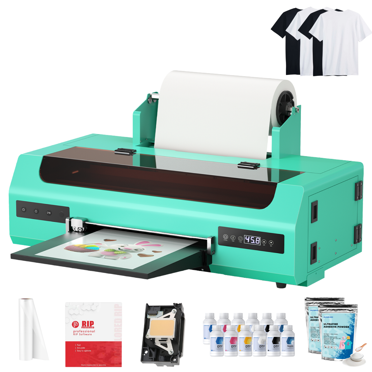 Punehod Cyan 13" A3 L1800 DTF Printer Black Friday Special Bundle