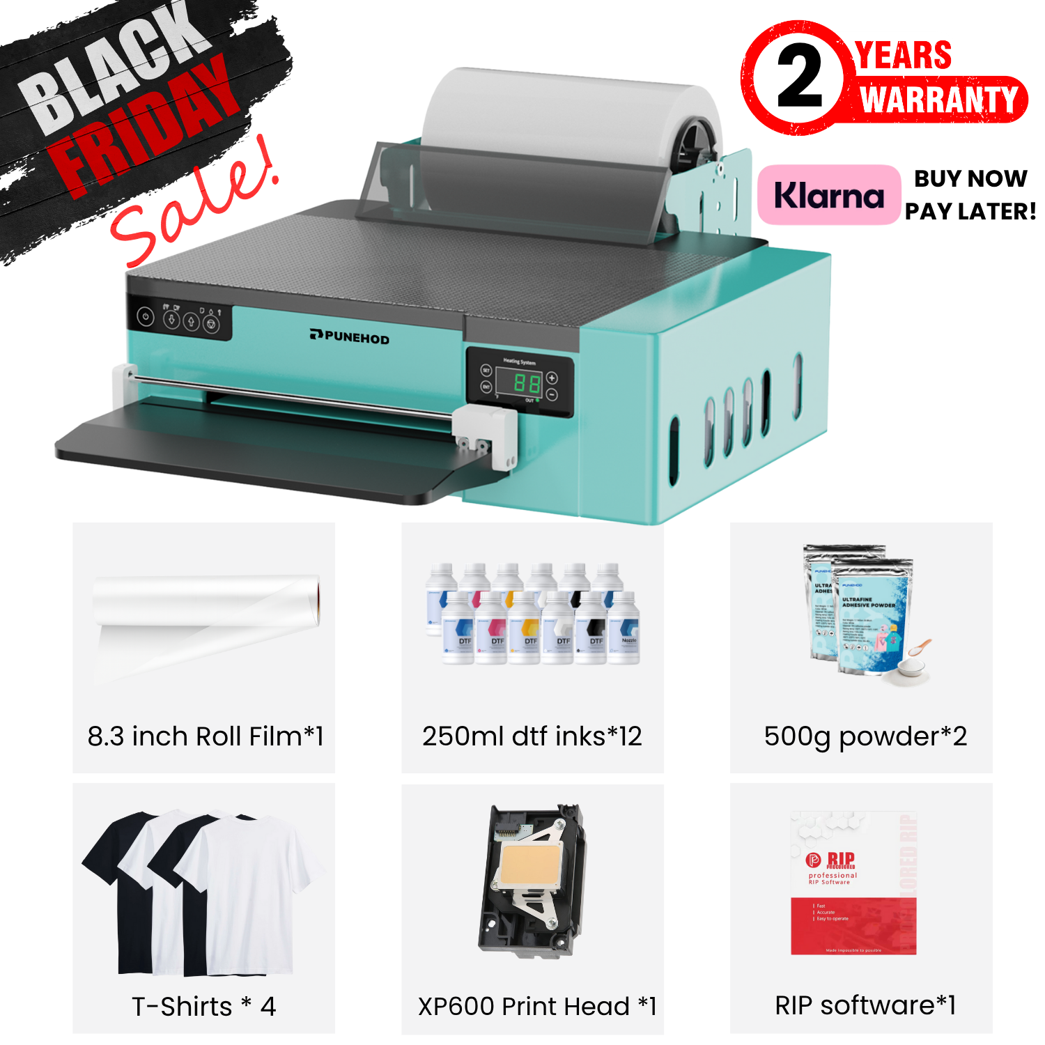 PUNEHOD Cyan XP600 A4 DTF Printer Black Friday Special Bundle