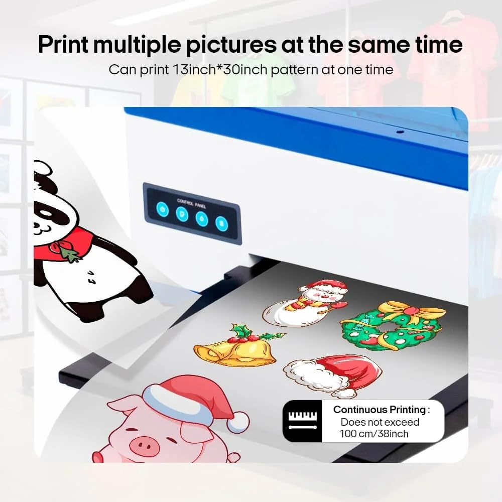 Punehod PUNEHOD A3 DTF Printer, R1390 Direct to Film Machine, White Ink Circulation System, Roller and Sheets Feeder, Compatible with Multiple Materials, Custom Clothing Printing (13inch Printer+Consumable+Oven)